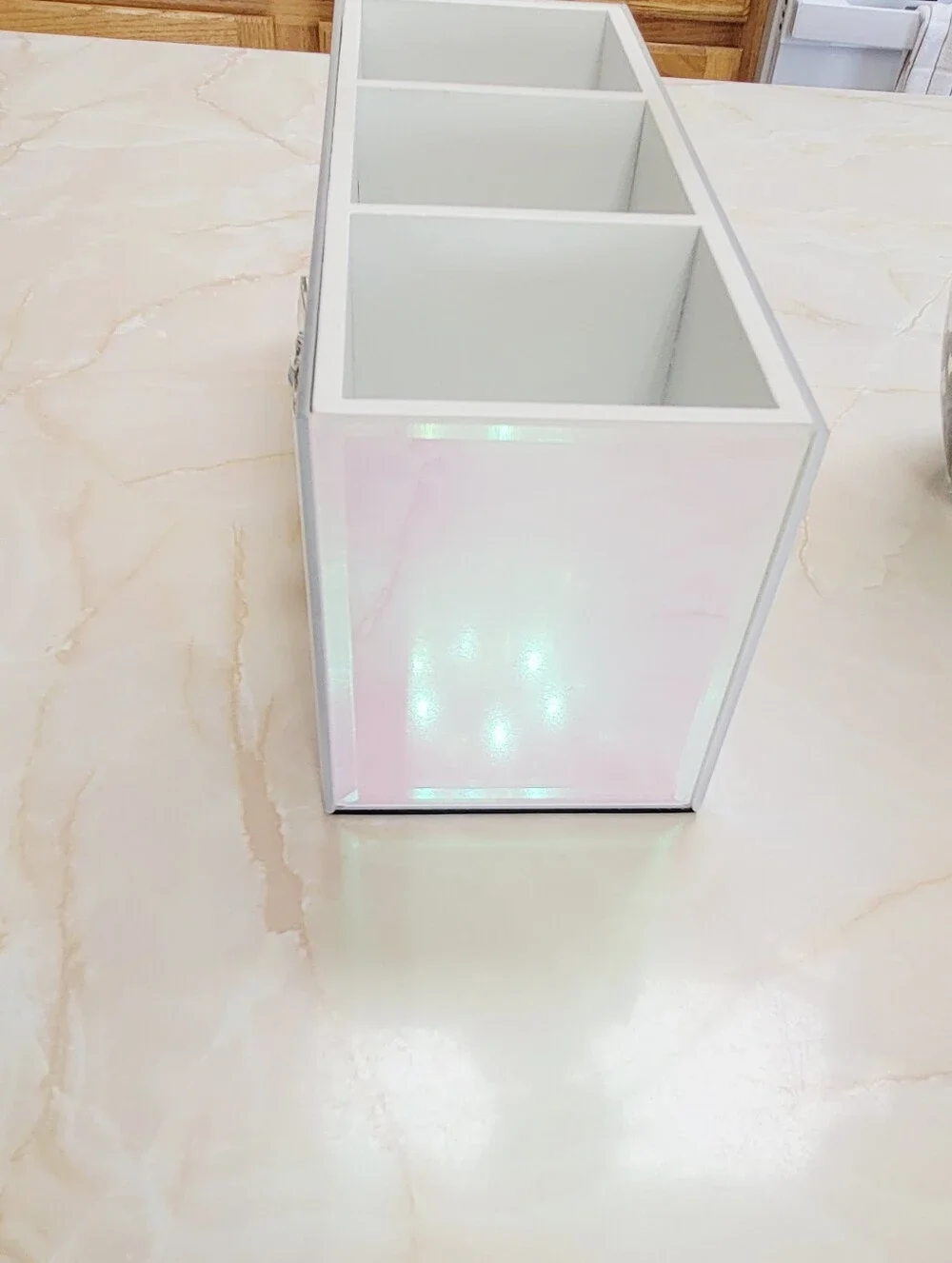 Brand New IridescentTriple Compartment Bath Organizer with Crystal Bow